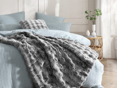 Grey Rabbit Fur Throw by Logan and Mason Platinum Online now