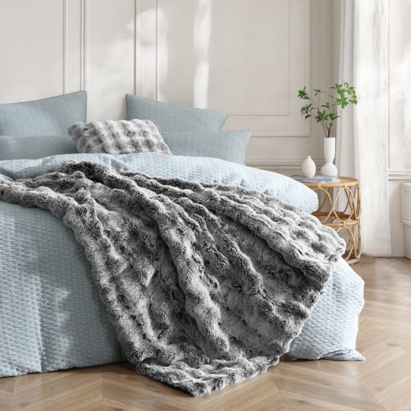 Grey Rabbit Fur Throw by Logan and Mason Platinum Online now