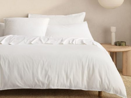 Bayley WHITE Washed Percale Quilt Cover Set by Sheridan Online now