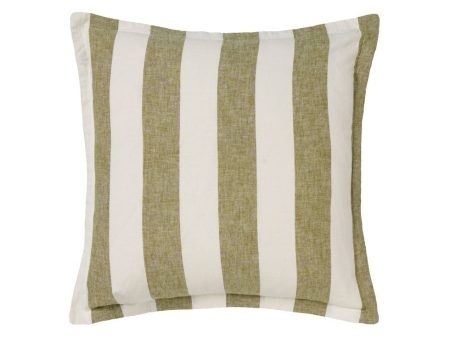 Vintage Stripe Pesto Cushion 48 x 48cm by Linen house Hot on Sale