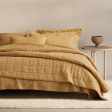 Abbotson Ochre Linen Quilted European Pillowsham by Sheridan For Discount