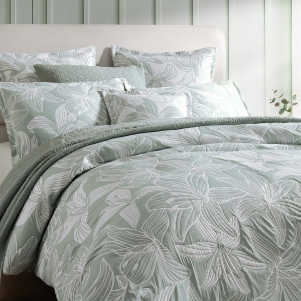 Grace Sage Quilt Cover Set by Logan and Mason Platinum Discount