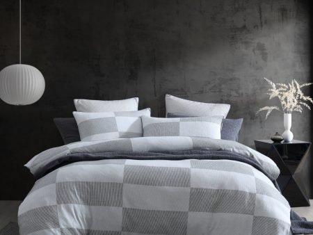 Region Grey Quilt Cover Set by Logan and Mason Platinum Online now