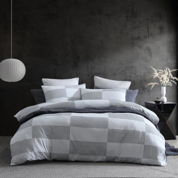 Region Grey Quilt Cover Set by Logan and Mason Platinum Online now