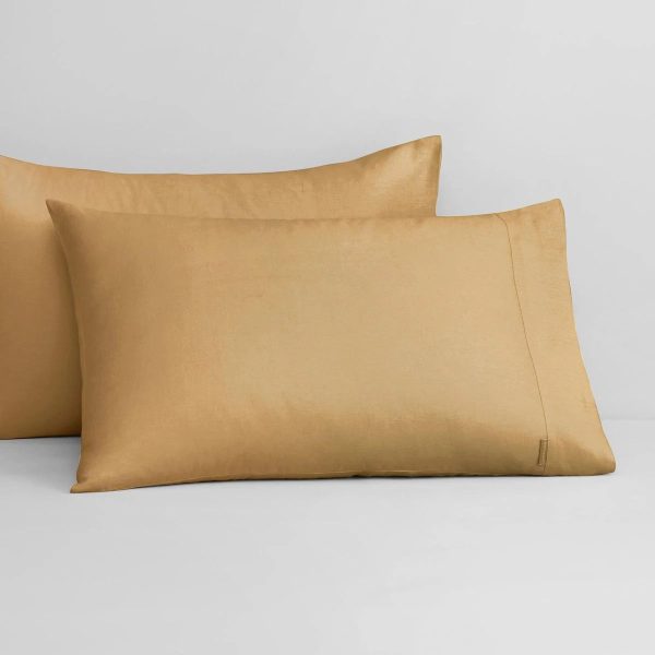 Abbotson Ochre Linen Standard Pillowcase Pair by Sheridan Online now