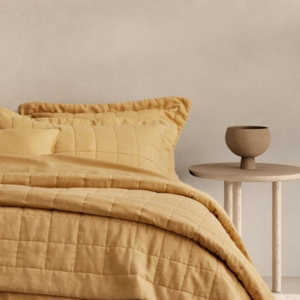 Abbotson Ochre Linen Quilted Standard Pillowsham by Sheridan Fashion