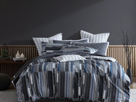 f Stripe Charcoal Quilt Cover Set by Logan and Mason Online now