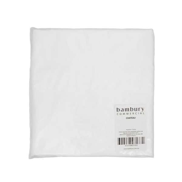 Chateau 210THC Polyester Cotton Flat Sheet or Fitted Sheet WHITE by Bambury Commercial Discount