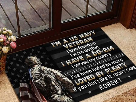 Veteran door mat with your name - Patriotic Veteran Navy For Discount