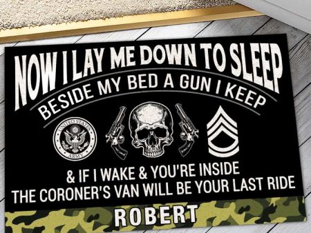 Personalized Door Mat for a Veteran - I Lay Me Down To Sleep Online now