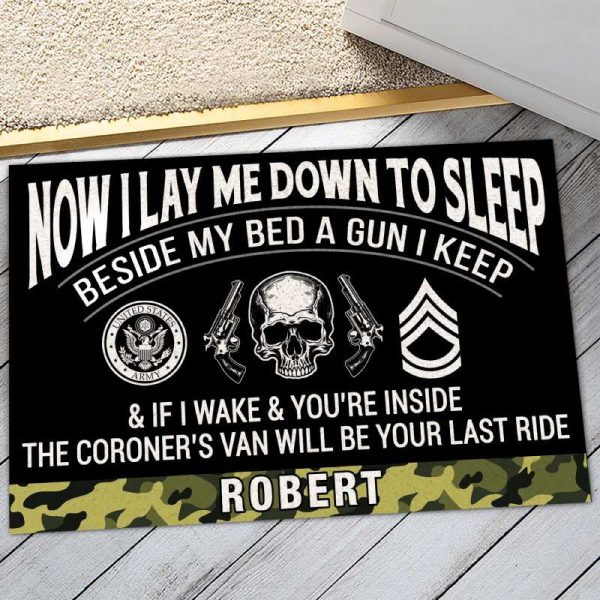 Personalized Door Mat for a Veteran - I Lay Me Down To Sleep Online now