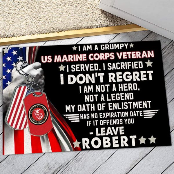 Veteran door mat with your name - I am not a legend Marine Corps Discount