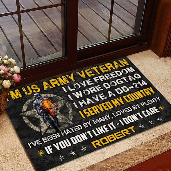 Veteran door mat with your name - Unbroken Veteran Army For Sale