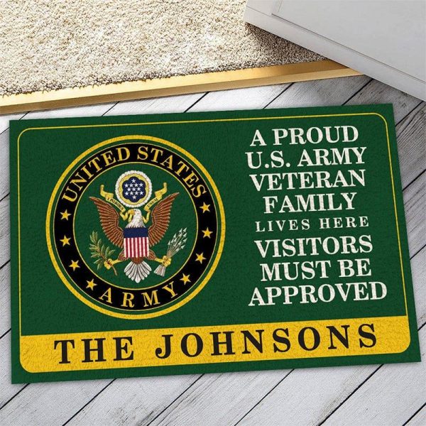 Veteran door mat with your name - A proud veteran family Marine Corps Discount