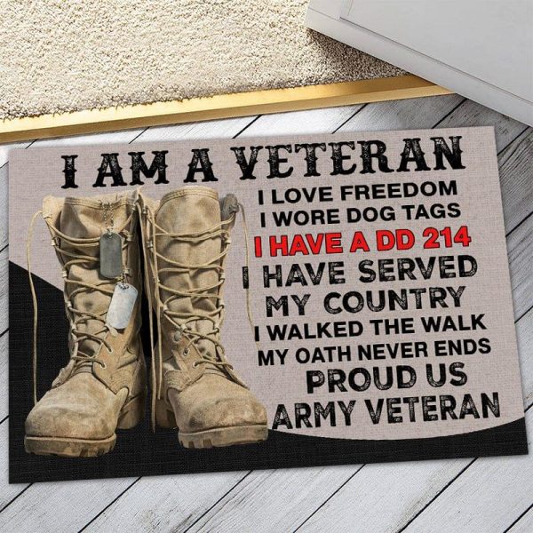 Veteran door mat with your name - Veteran s charter Army Discount