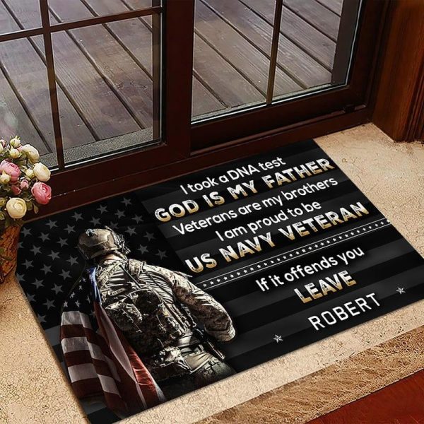 Veteran door mat with your name - Leave Navy Sale