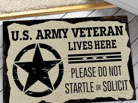 Veteran door mat - Don t startle or solicit Army For Sale