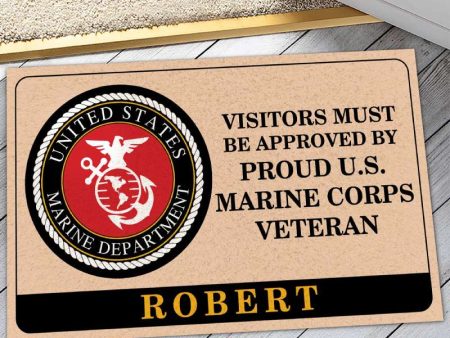 Veteran door mat with your name - Visitors must be approved Marine Corps Discount