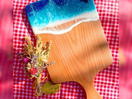 Handmade Cheese board - Ocean whisper of waves Online now