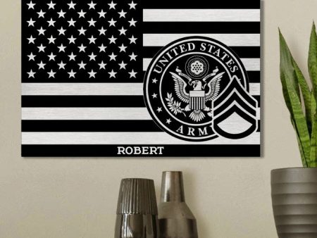 Brushed Aluminum Print For Veteran - Flag With Insignia Fashion