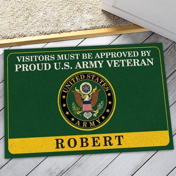 Veteran door mat with your name - Colorful symbol Army on Sale