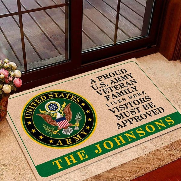 Veteran door mat with your name - Family pride Army Fashion