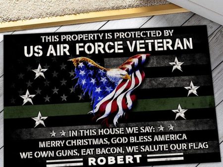 Veteran door mat - This property is protected by proud US Veteran Air Force For Sale