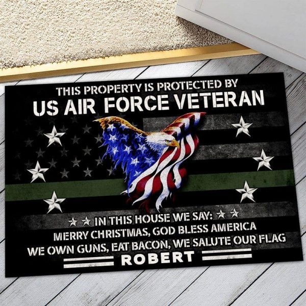 Veteran door mat - This property is protected by proud US Veteran Air Force For Sale