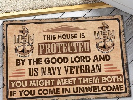 Veteran door mat - This house is protected Navy Online Sale