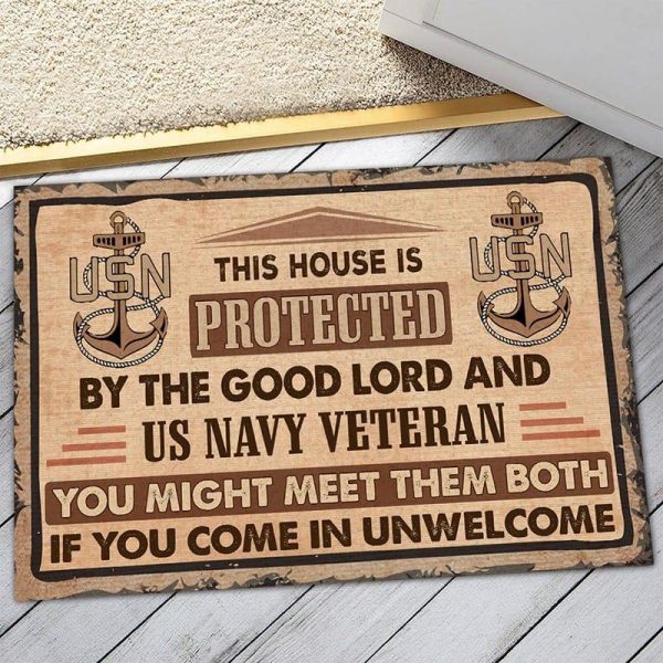 Veteran door mat - This house is protected Navy Online Sale