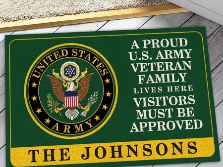 Veteran door mat with your name - A proud veteran family Army Online Hot Sale