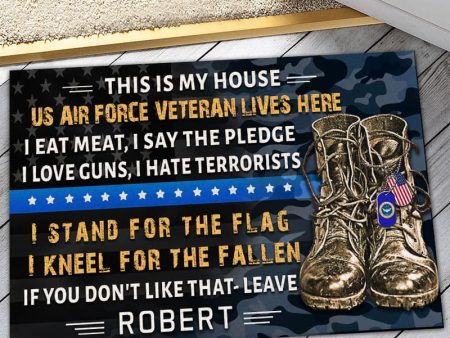 Veteran door mat with your name - I stand for the flag Air Force Hot on Sale