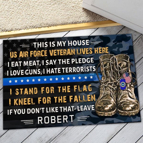 Veteran door mat with your name - I stand for the flag Air Force Hot on Sale