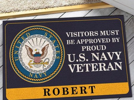 Veteran door mat with your name - Bright symbol Navy Supply