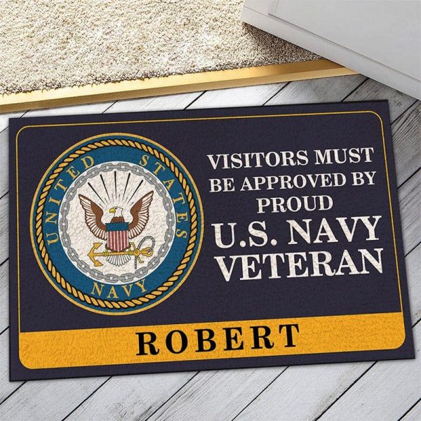 Veteran door mat with your name - Bright symbol Navy Supply