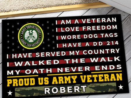 Veteran door mat with your name - Pride Army Supply