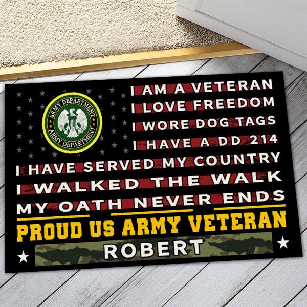 Veteran door mat with your name - Pride Army Supply