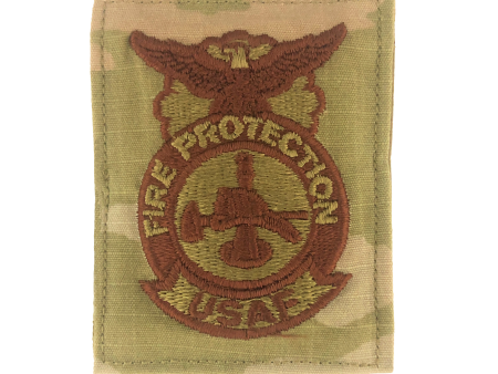 US Air Force Fire Protection OCP Spice Brown Badge with Hook Fastener (each) For Cheap