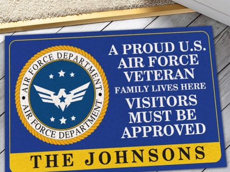 Veteran door mat with your name - A proud veteran family Air Force Online now