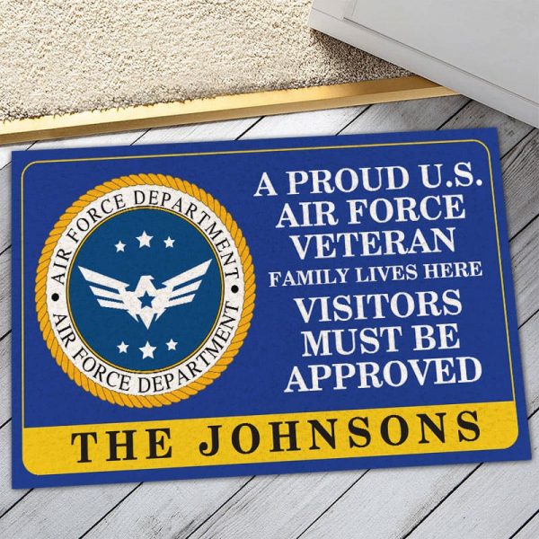 Veteran door mat with your name - A proud veteran family Air Force Online now