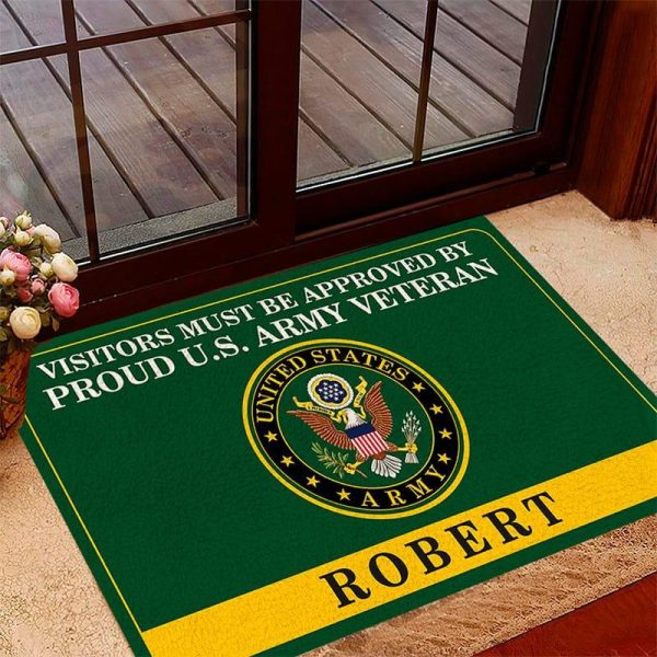 Veteran door mat with your name - Colorful symbol Army on Sale