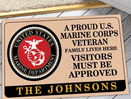 Veteran door mat with your name - Family pride Marine Corps Online