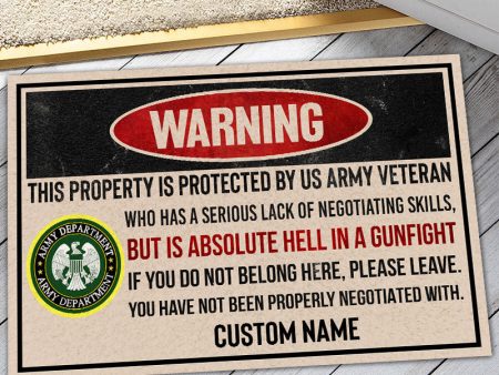 Personalized door mat with your name - Proud veteran lives here Army Supply