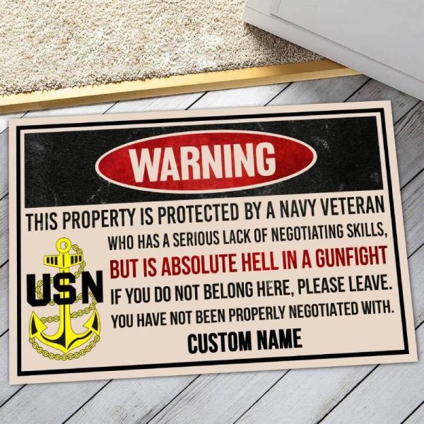 Personalized door mat with your name - Proud veteran lives here Hot on Sale