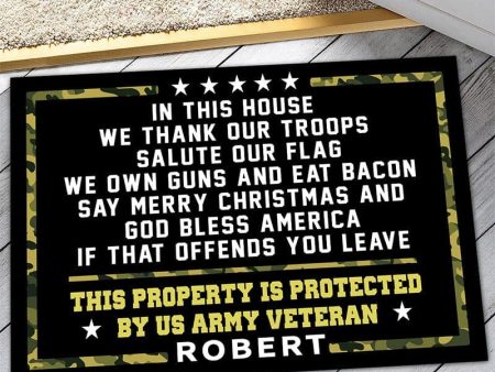 Veteran door mat with your name - We thank our troops For Discount