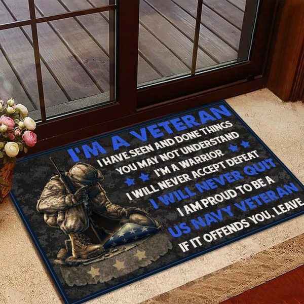 Veteran door mat with your name - Kneel for the fallen Navy For Cheap