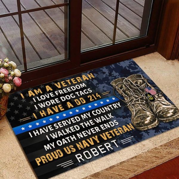 Veteran door mat with your name - I have served my country Navy Online Sale