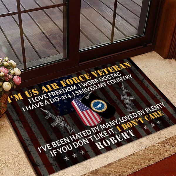 Veteran door mat with your name - I love freedom Air Force Online