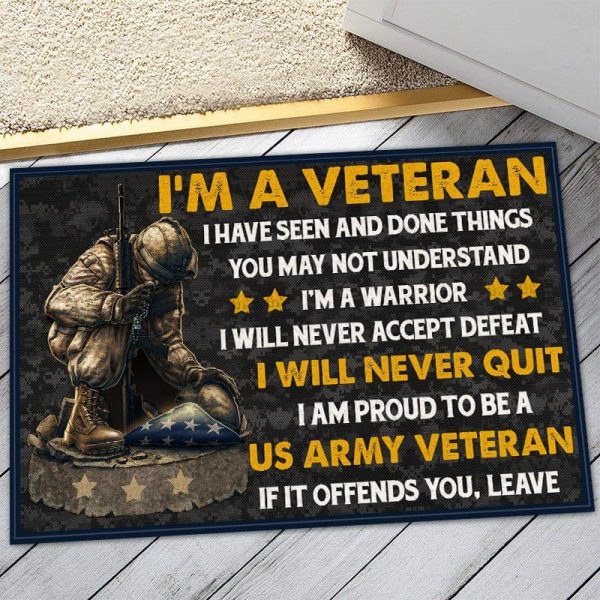 Veteran door mat with your name - Kneel for the fallen Army Sale