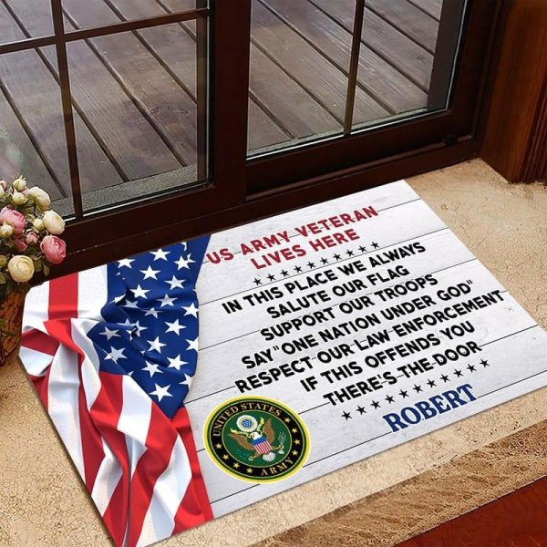 Veteran door mat with your name - Support our troops Army Online